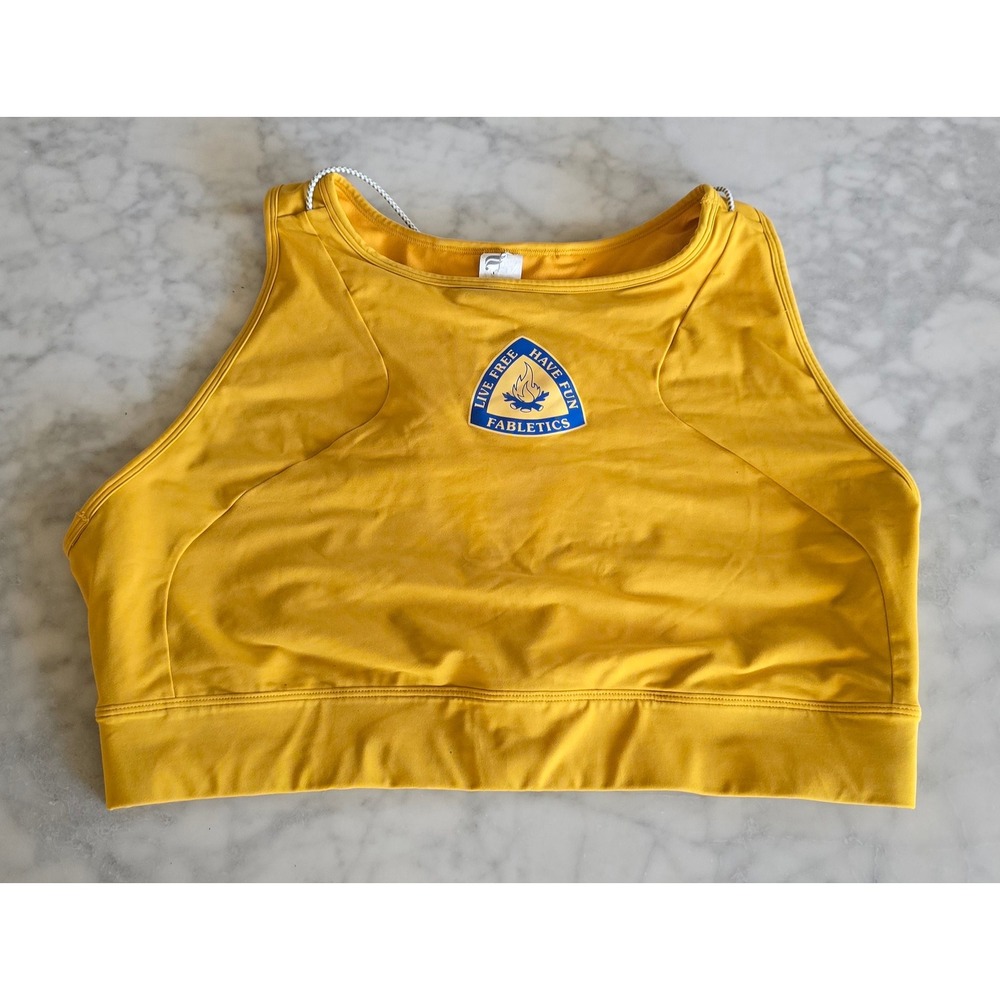 Fabletics Live Free Have Fun Bungee Racerback Sports Bra Mustard Yellow XXL 1X